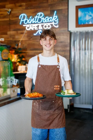 Inside the room at PointBreak Cafe, Coolangatta