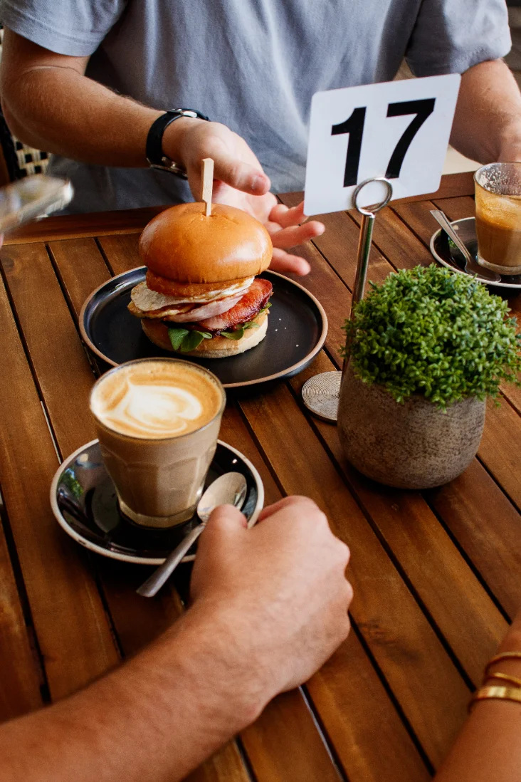 The coffee bench and barista at PointBreak Cafe, Coolangatta